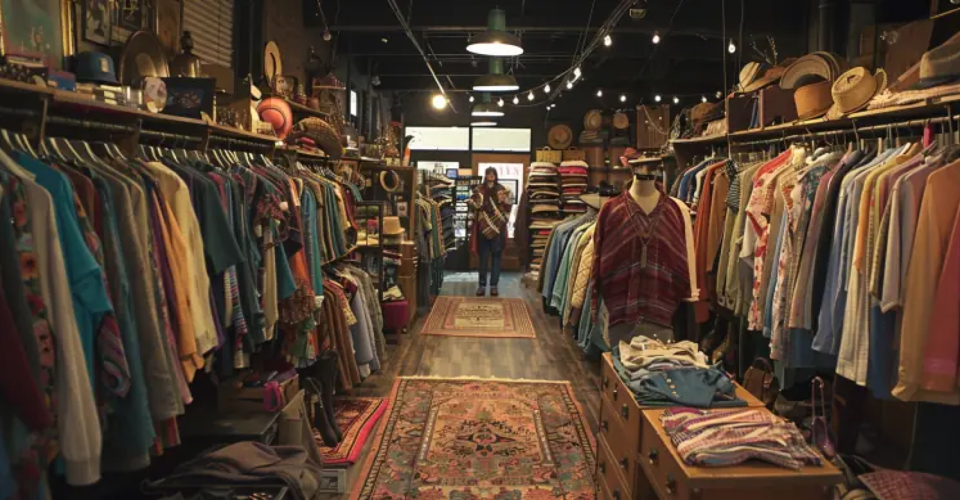 Foto de um brechó com roupas vintage